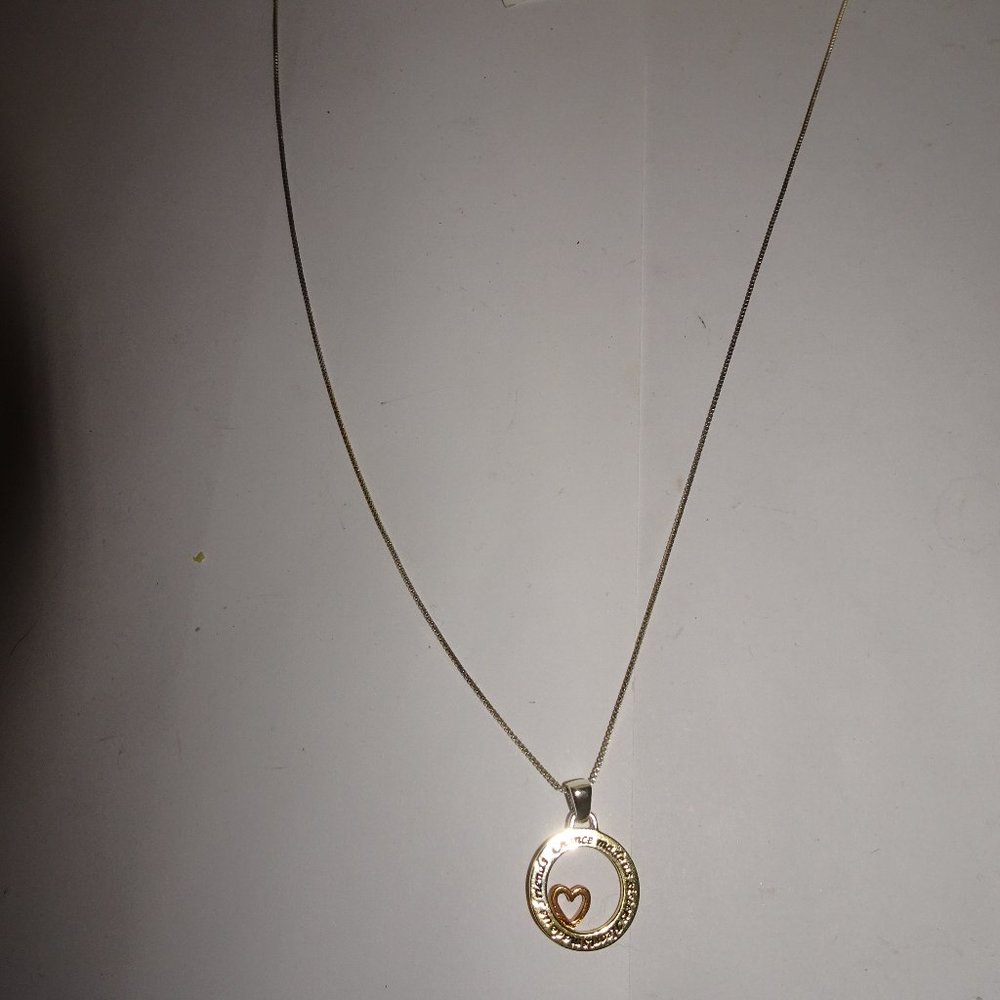 LA Rocks 925 SS Sisters Heart Pendant Necklace